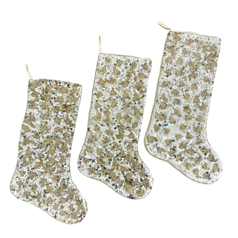 Kim Seybert Gold Beaded and Sequined Stockings Set of 3 EUC